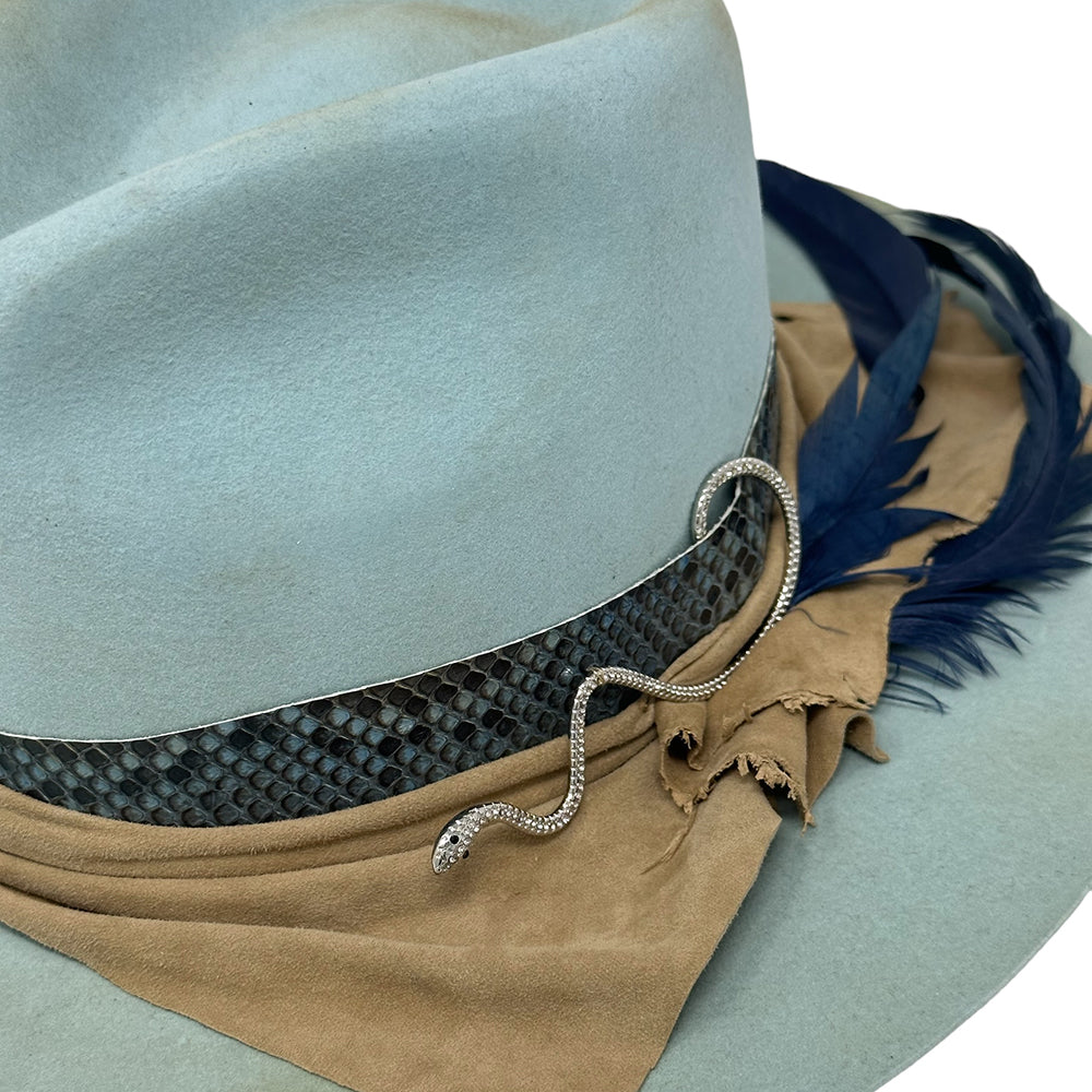 Distressed Icy Blue Fedora