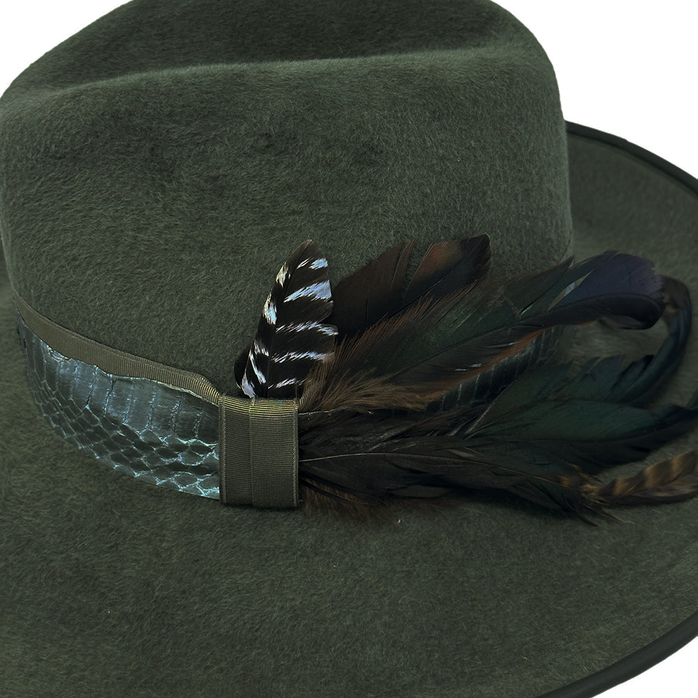 Frida Military Olive Velour Fedora