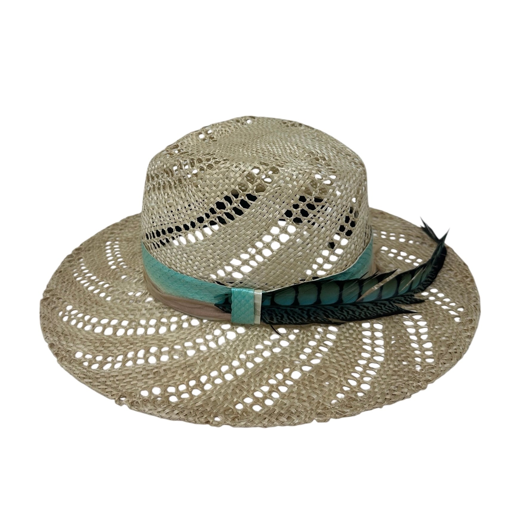 Corazon Open Weave Straw with Turquoise Cobra