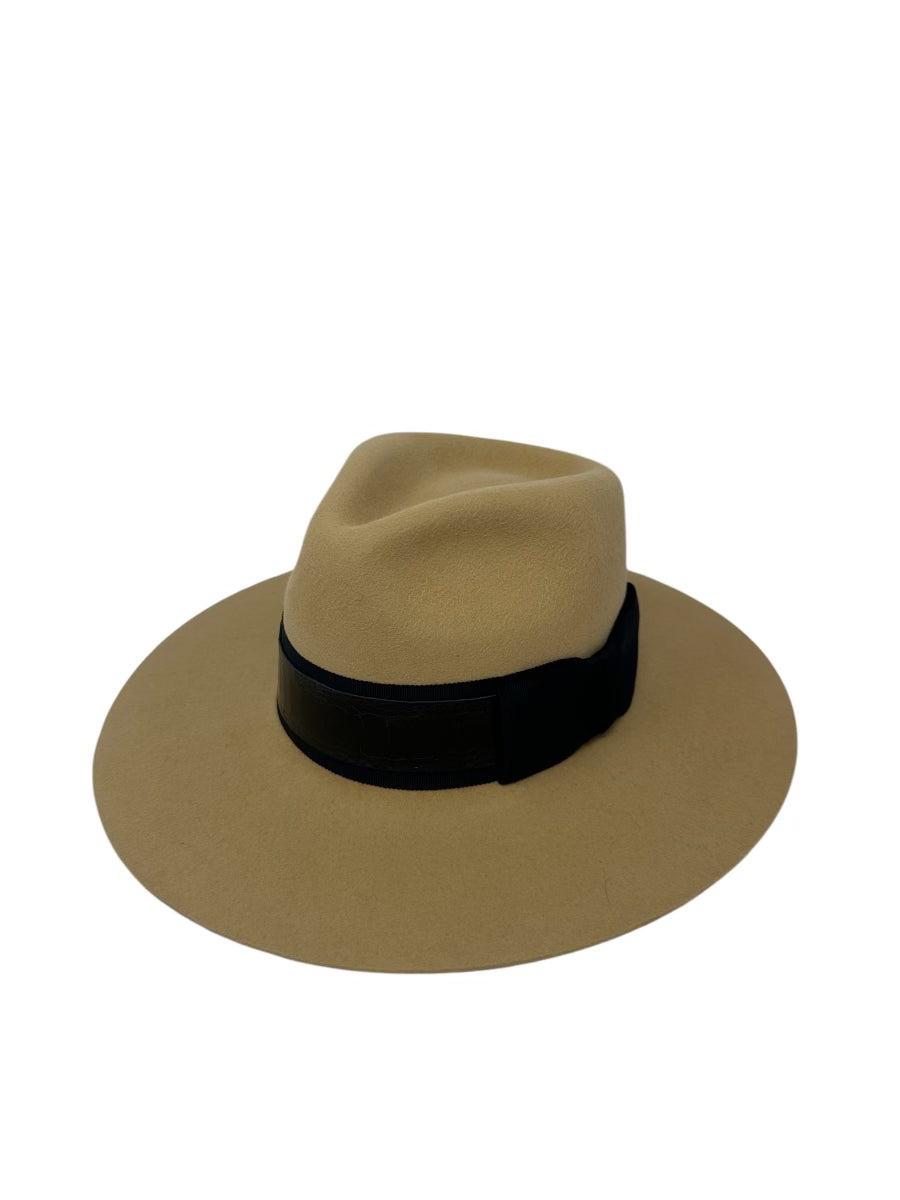 Camel & Black Ostrich Fedora