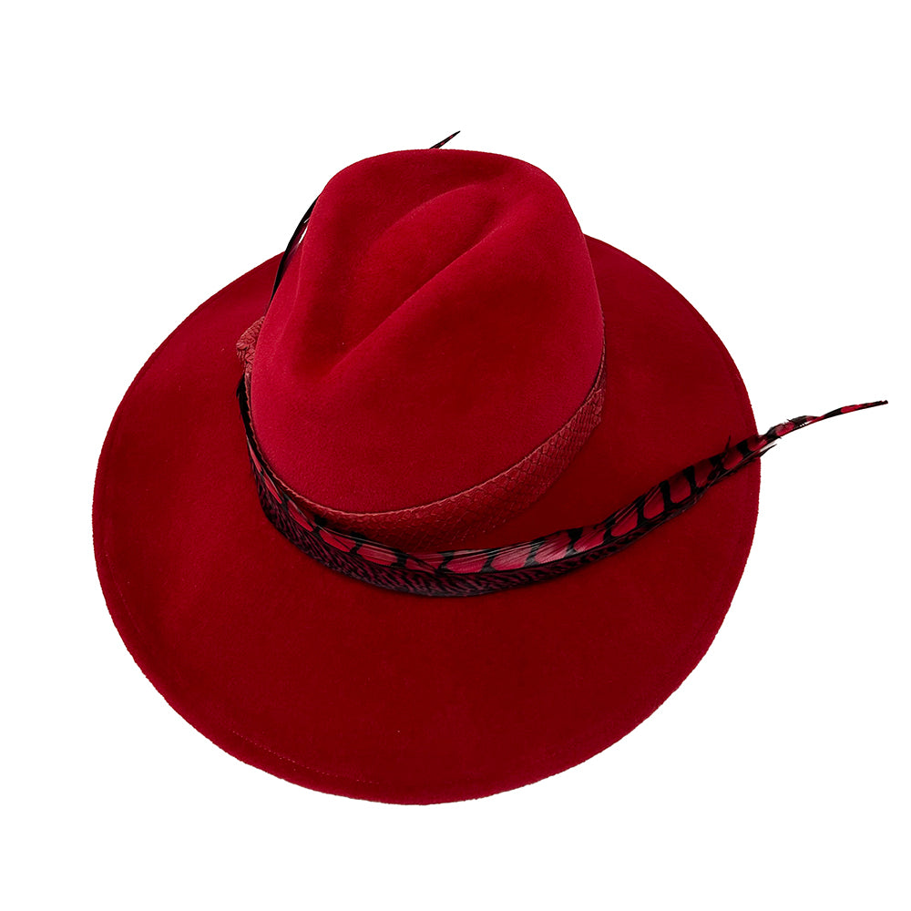 La Volute Red Velour Fedora