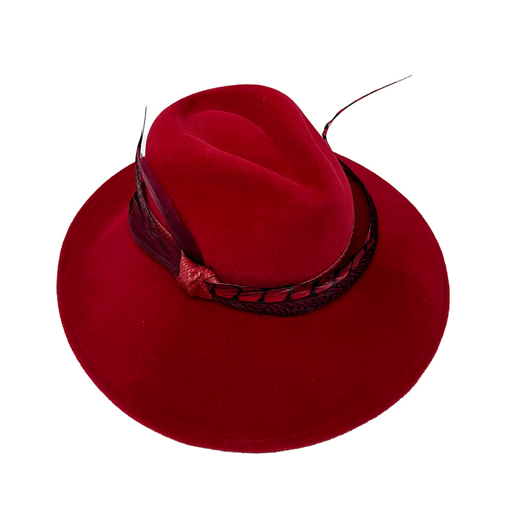 La Volute Red Velour Fedora