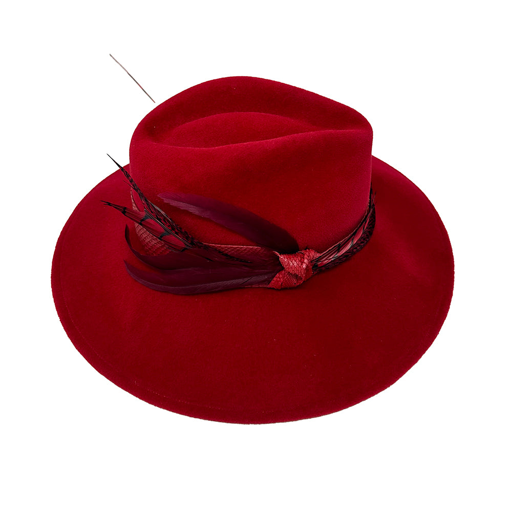 La Volute Red Velour Fedora
