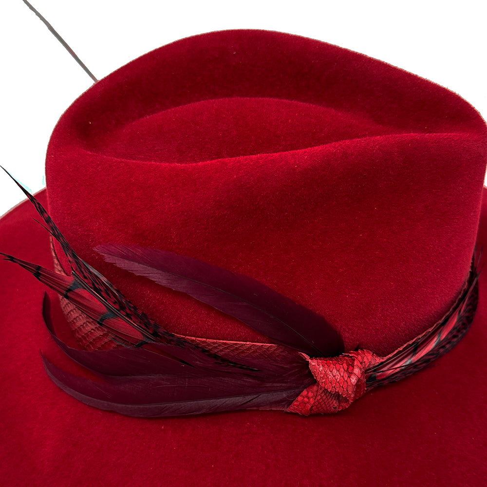 La Volute Red Velour Fedora