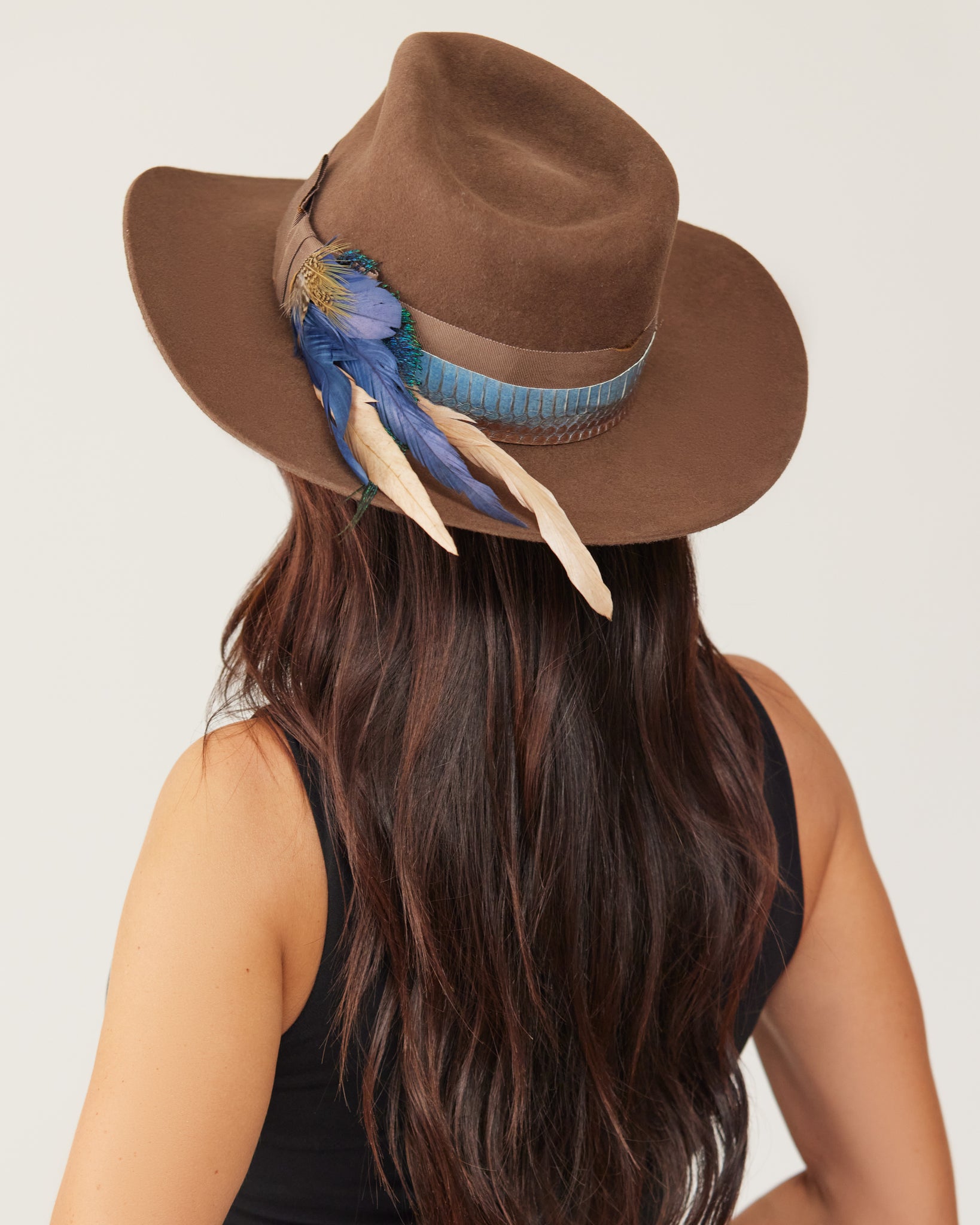 Pecan Brown Teardrop Felt with Turquoise Python