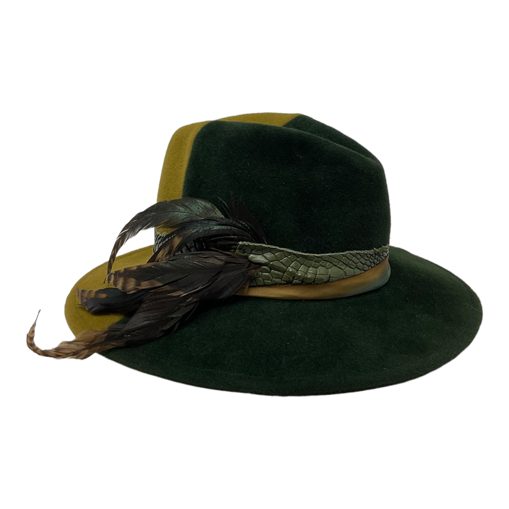 Two Toned Fedora - Moss Green and Olive