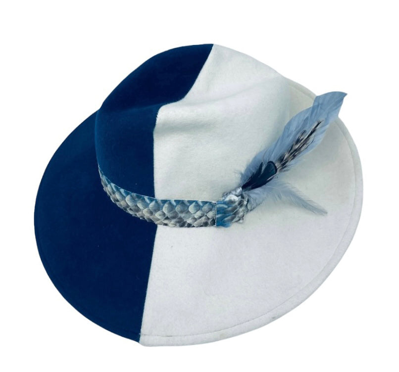 Two Toned Fedora - Blue and Ivory