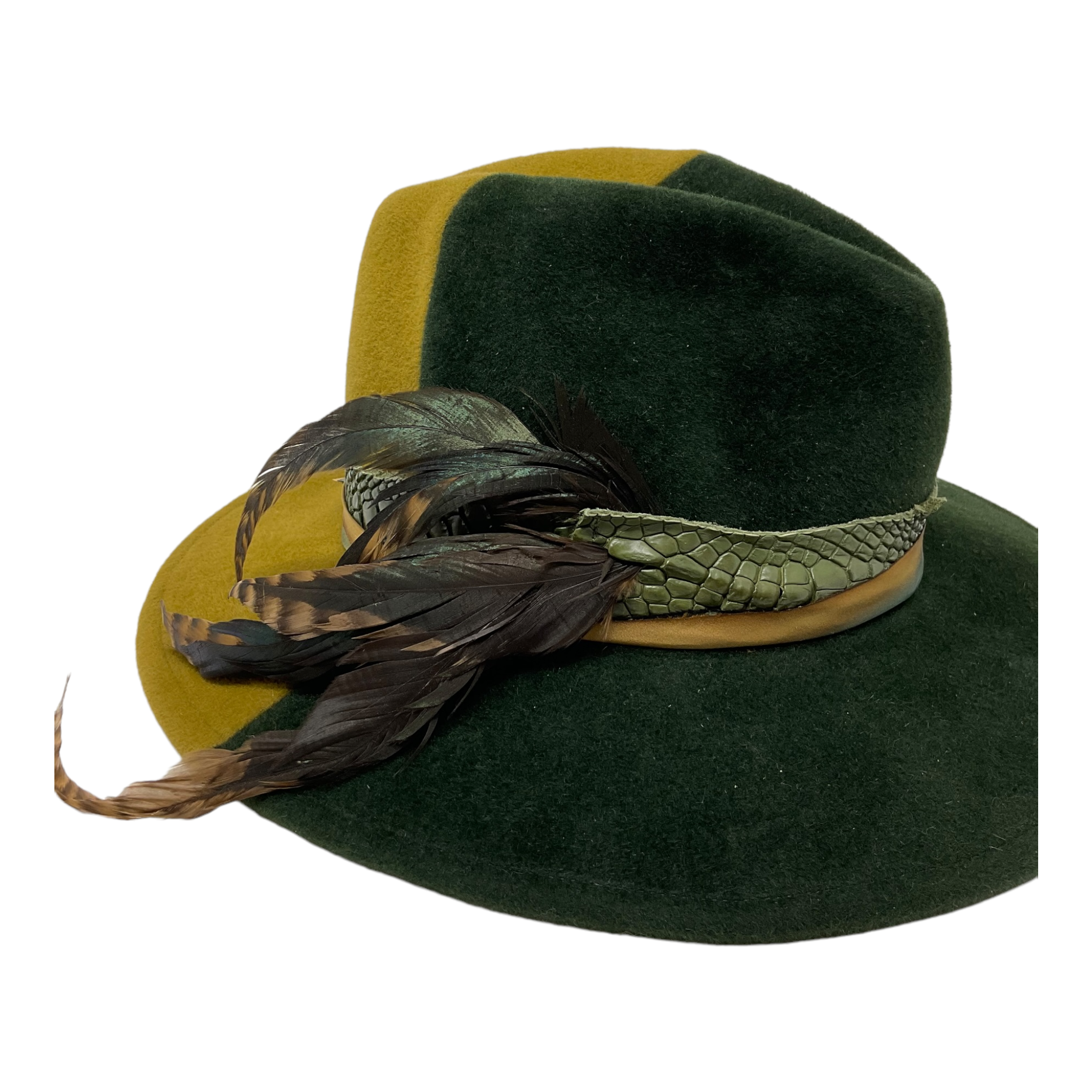 Two Toned Fedora - Moss Green and Olive