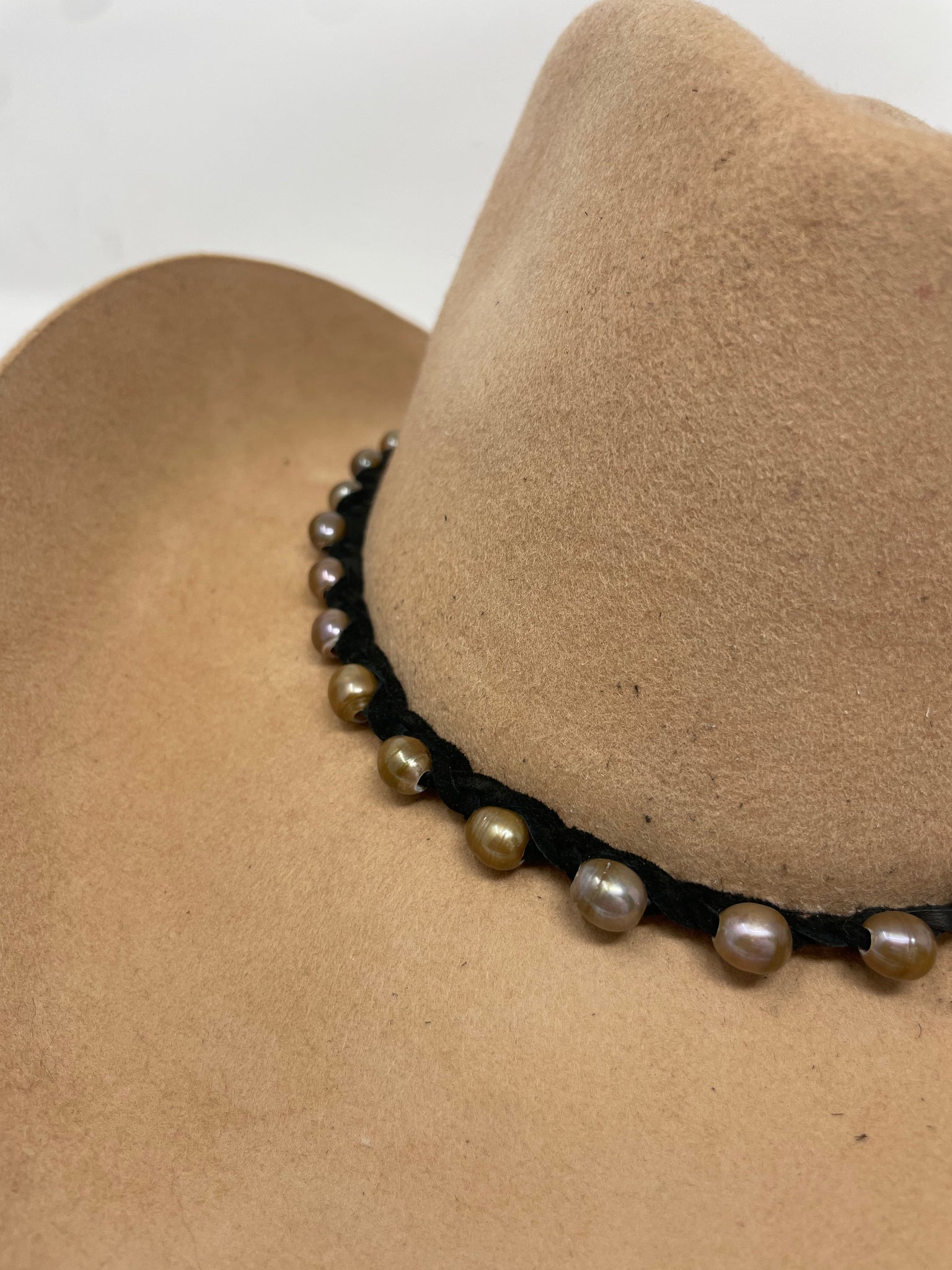 Pearl Beads Braided Hat Band