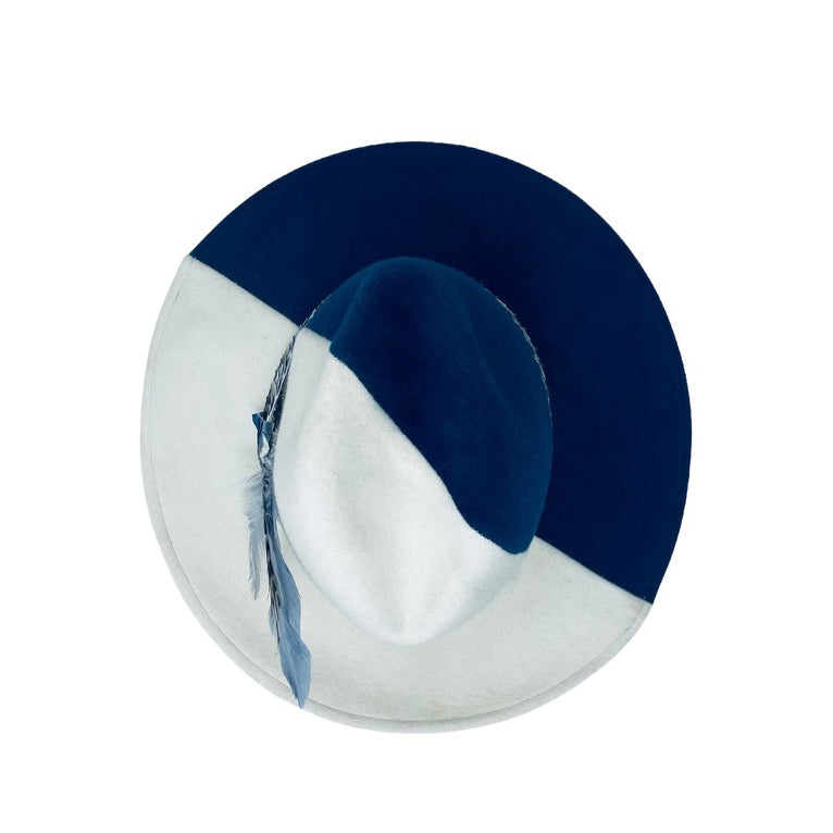 Two Toned Fedora - Blue and Ivory