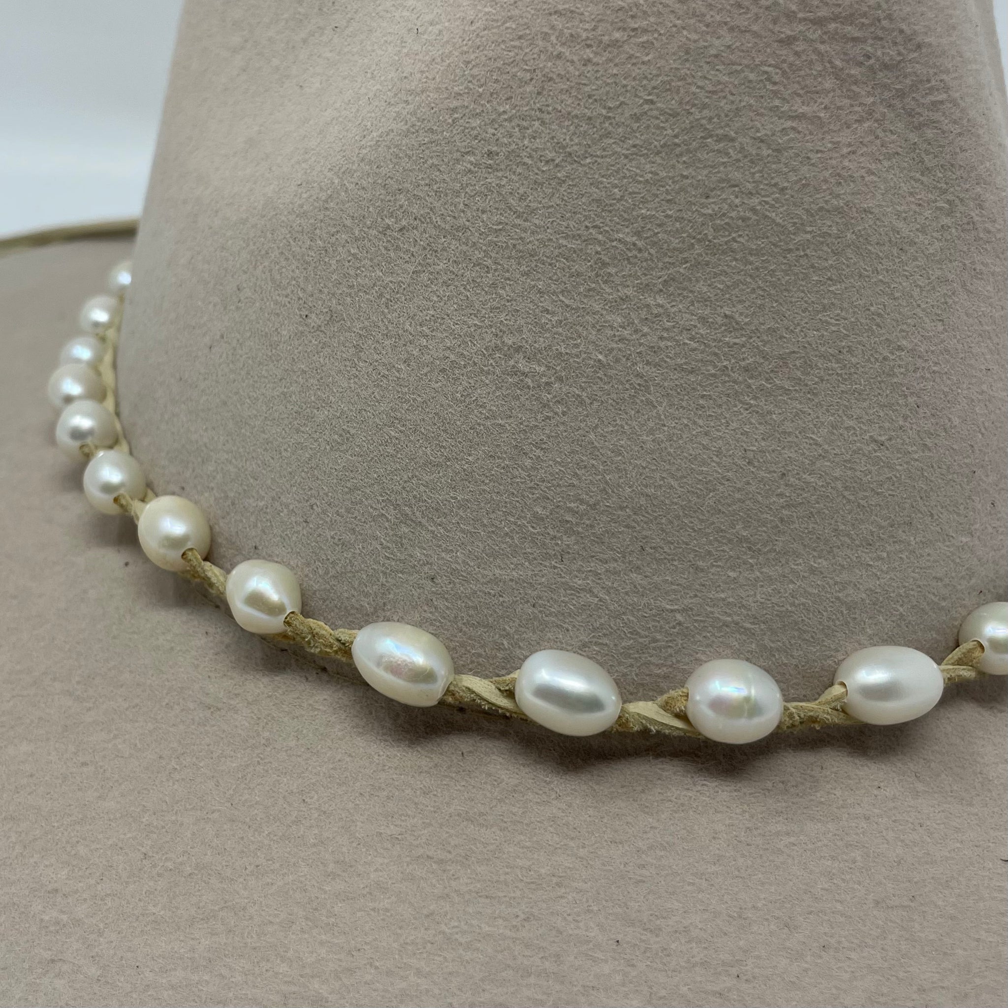Pearl Beads Braided Hat Band
